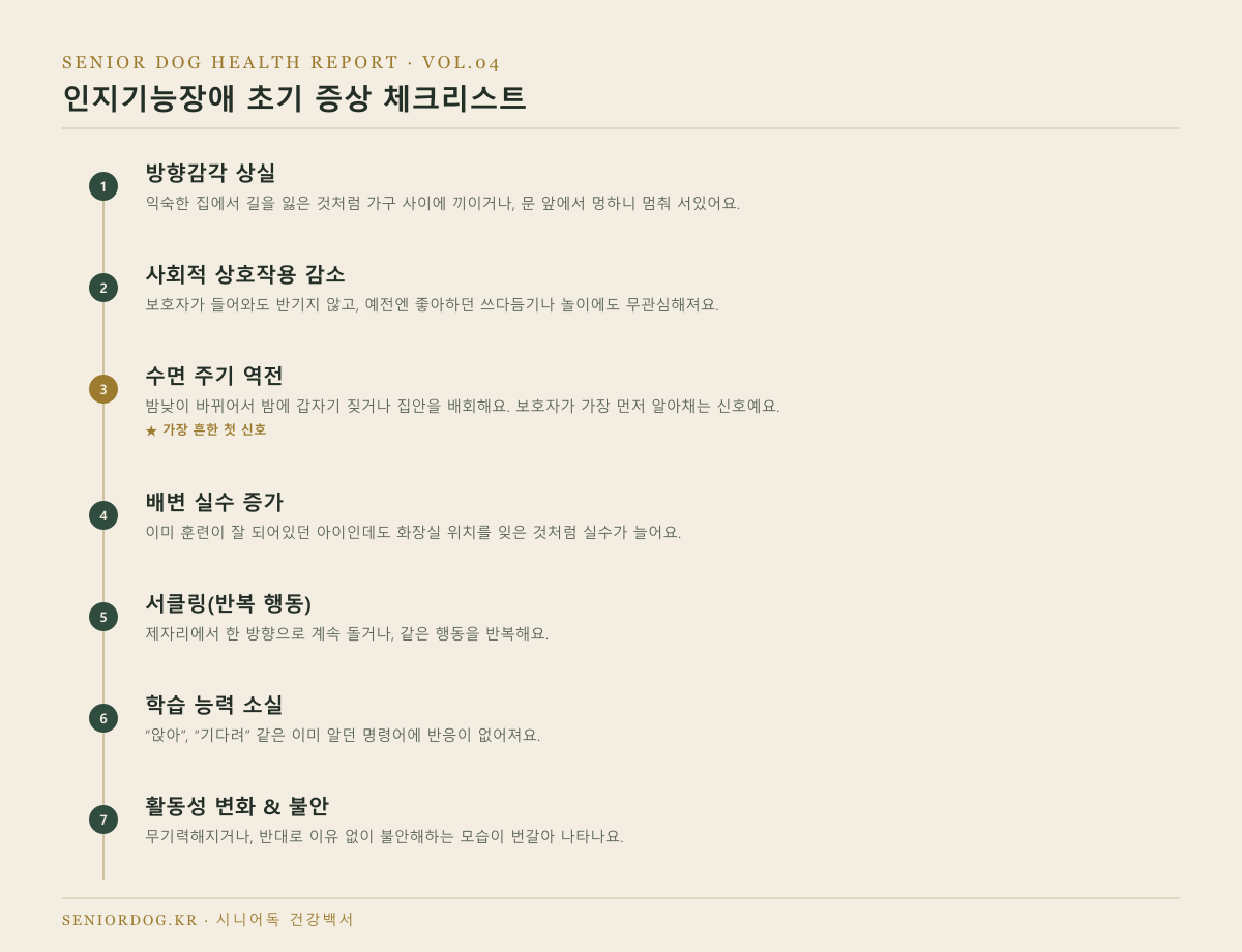 인지기능장애 초기 증상 7가지 체크리스트 인포그래픽